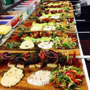 Premium range Acacia wood sushi platter in restourant use