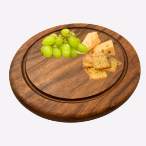 Premium Acacia Wood Round Board w groove