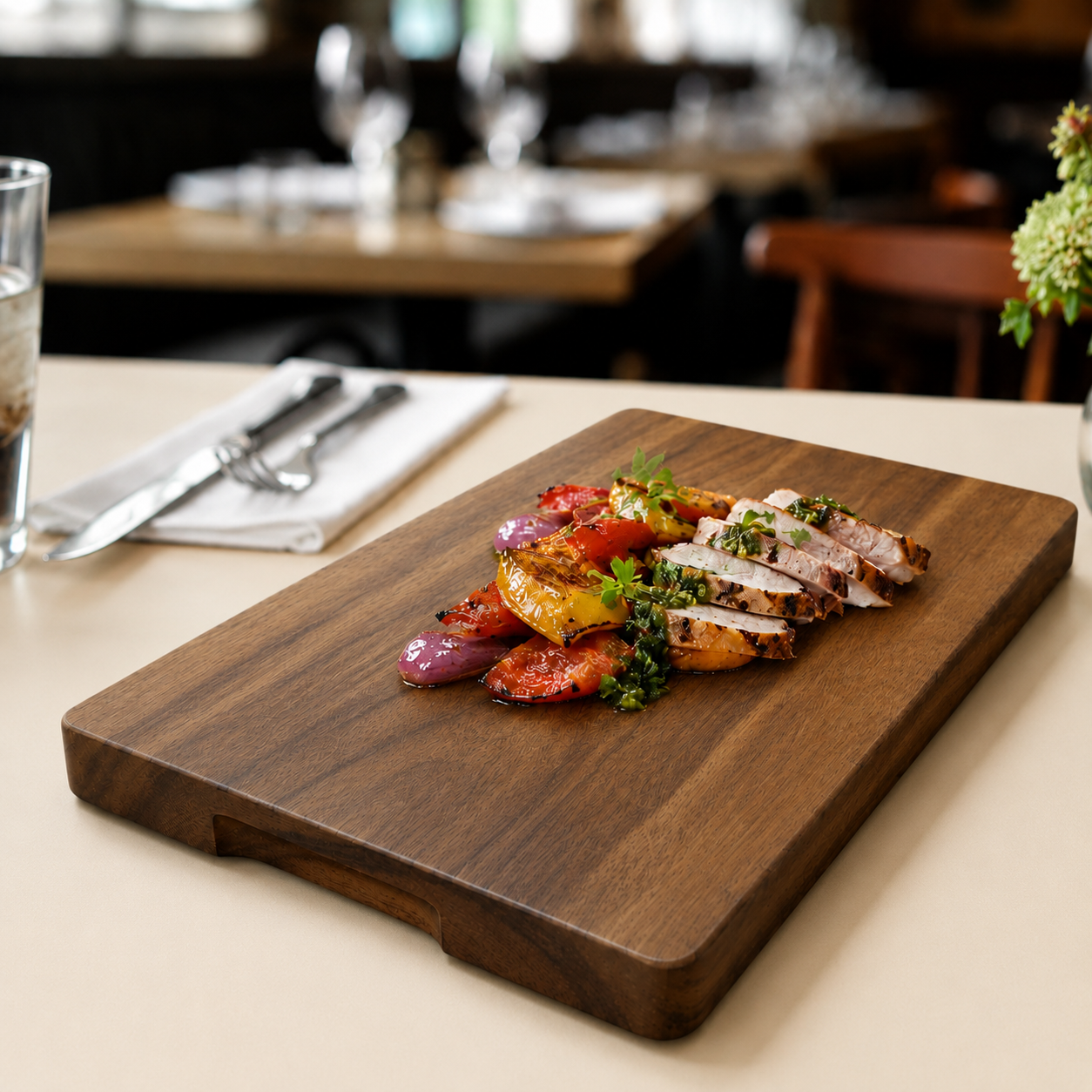 Rectangle Serving Board 450 × 340mm – Acacia Wood (Bistro Style) - Image 3